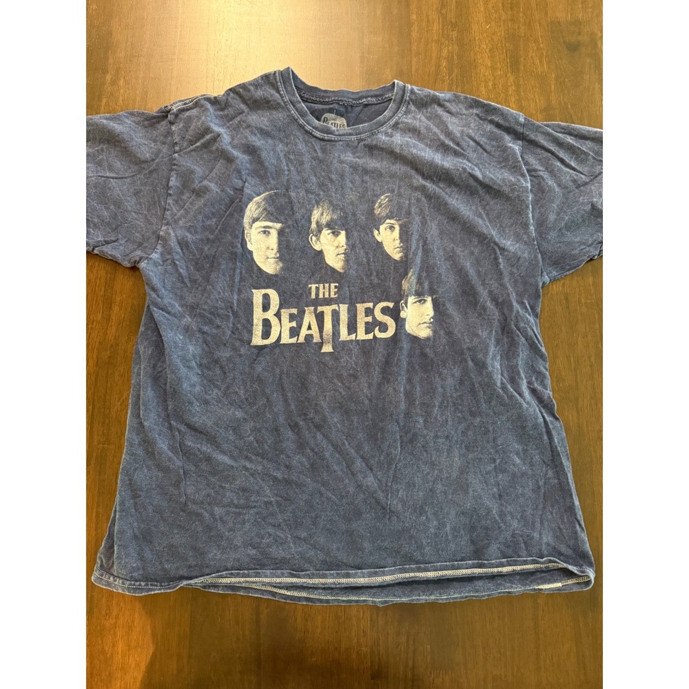 The Beatles Mens XL Graphic T-Shirt Blue Mineral Wash Acid Wash Cotton 2019